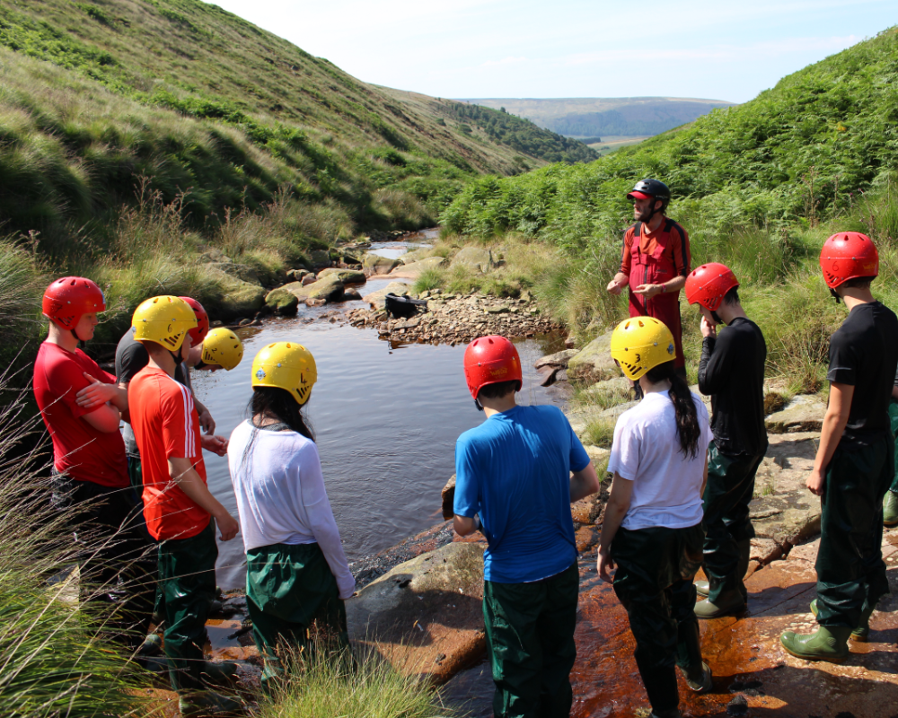 Youth groups hiking